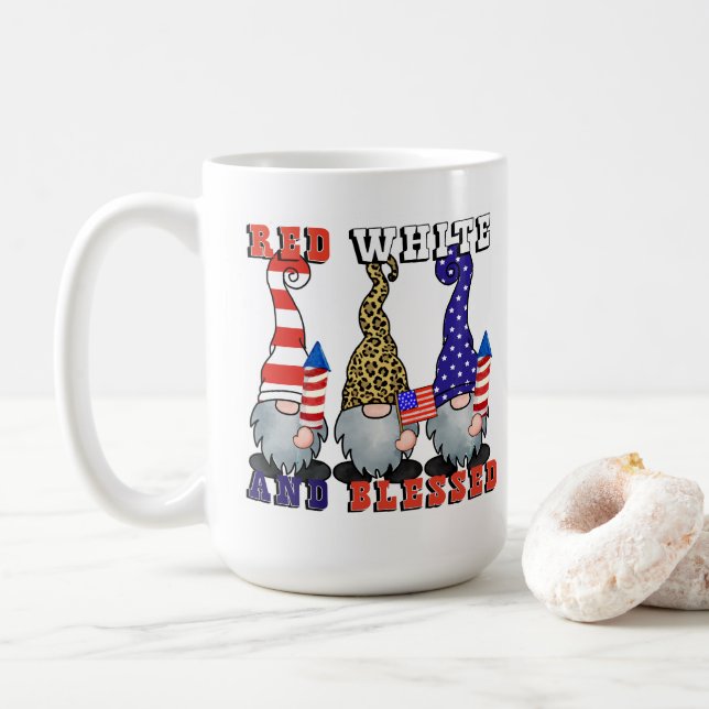 Rot, Weiß und gesegnete Nomaden Kaffeetasse (Mit Donut)
