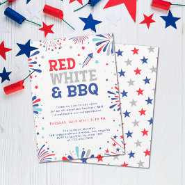 Rot weiß und GRILLEN 4. july patriotische Feuerwer Einladung