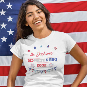 Rot weiß und GRILLEN 4. july patriotische Feuerwer T-Shirt