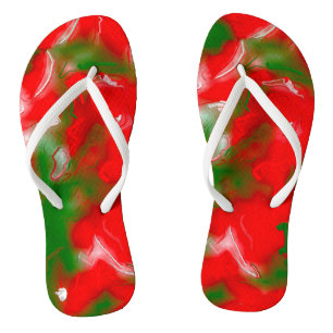 Rot, Weiß und Grün Abstrakt Flip Flops
