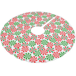 Rot, Weiß und Grün Peppermint Candy Swirl Polyester Weihnachtsbaumdecke