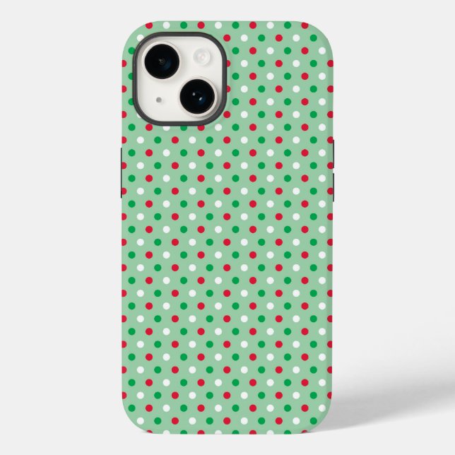 Rot, Weiß und Grün Polka Dots Handy Case (Rückseite)
