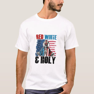 Rot Weiß und Heiliger Papst Leo XIV, 4. Juli T-Shirt