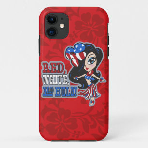 Rot, Weiß und Hula Girl Patriotic iPhone 5 Fall Case-Mate iPhone Hülle