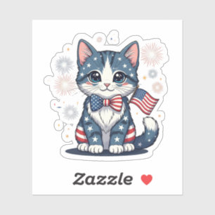 Rot, Weiß und Mew - Patriotische Katzen-Aufkleber Aufkleber