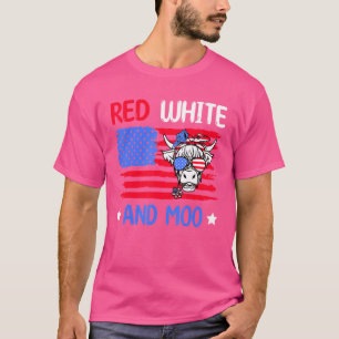 Rot weiß und Moo 4. Juli Kuh US-Flagge Bauer T-Shirt
