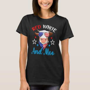 Rot weiß und Moo 4. Juli Kuh US-Flagge Bauer T-Shirt