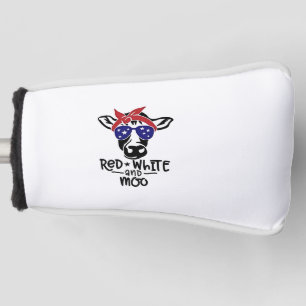 Rot Weiß und Moo Patriotische Kuh Vierter Juli Golf Headcover