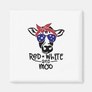 Rot Weiß und Moo Patriotische Kuh Vierter Juli Magnet