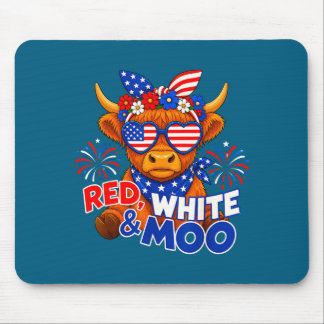 Rot weiß und muuh lustige patriotische Highland-Ku Mousepad