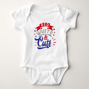 Rot weiß und Niedlicher Patriotischer Baby Bodysui Strampler