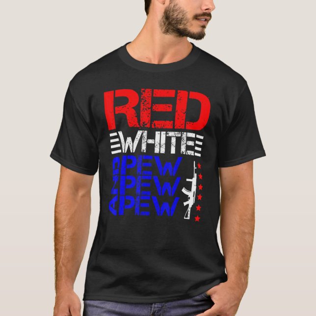 Rot weiß und Pew Pew T-Shirt (Vorderseite)