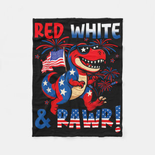 Rot Weiß Und Rawr Dinosaurier T Rex Patriotisch 4. Fleecedecke