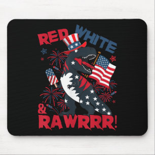 Rot Weiß Und Rawr Dinosaurier T Rex Patriotisch 4. Mousepad