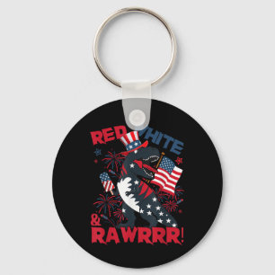 Rot Weiß Und Rawr Dinosaurier T Rex Patriotisch 4. Schlüsselanhänger