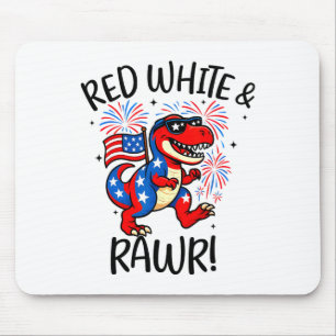 Rot Weiß Und Rawr Lustiger Dino T-Rex Dinosaurus 4 Mousepad