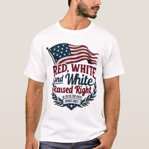 Rot, Weiß und rechts erhöht T-Shirt