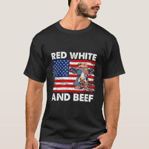 Rot weiß und Rindfleisch T-Shirt