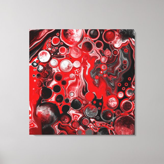 Rot, Weiß und Schwarz Farbblende Kunst Leinwanddruck (Vorderseite)