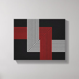 Rot, Weiß und Schwarz Geometrisch  25 cm x 20 cm Leinwanddruck