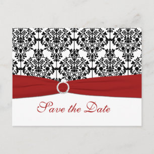 Rot, Weiß und Schwarz Save-the-Date-Postkarte Ankündigungspostkarte