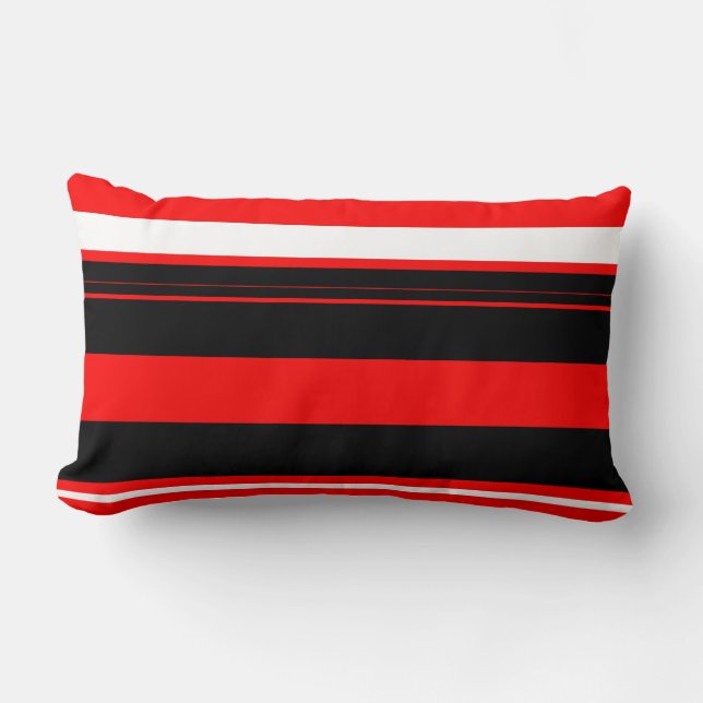 Rot, weiß und schwarz Streifen Lendenkissen (Vorderseite)