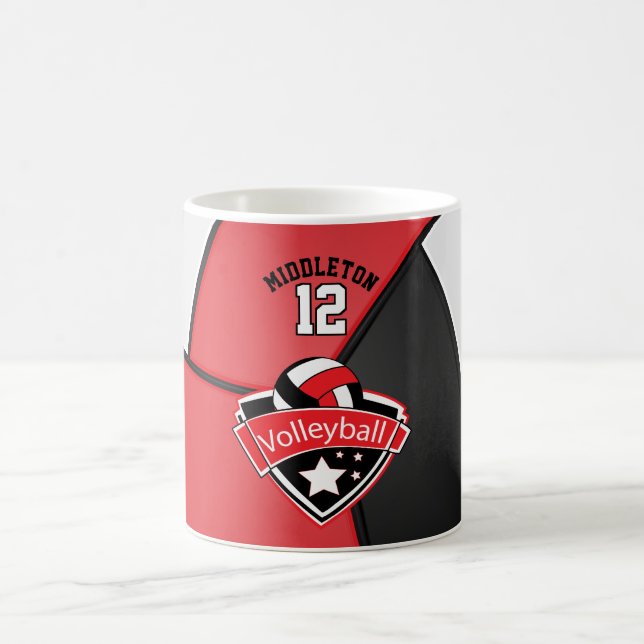 Rot-, Weiß- und Schwarzleyball-Design Kaffeetasse (Mittel)
