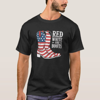 Rot Weiß und Stiefel T-Shirt