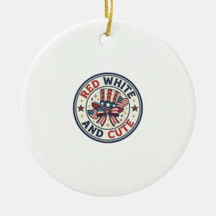 Rot Weiß Und Süße Patriotische Frauen Patriotische Keramik Ornament