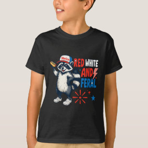 Rot Weiß Und Verwildert Lustiger Patriotischer Was T-Shirt