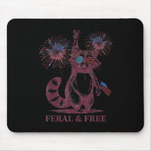 Rot Weiß Und Verwildert Lustiger Waschbär 4. Juli Mousepad