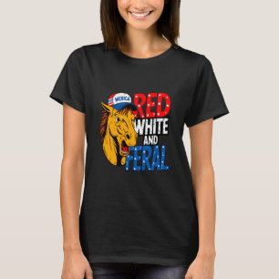Rot Weiß Und Verwildert - Patriotisches USA-Pferd T-Shirt