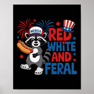 Rot Weiß Und Verwildert Süßer Waschbär Merica USA Poster