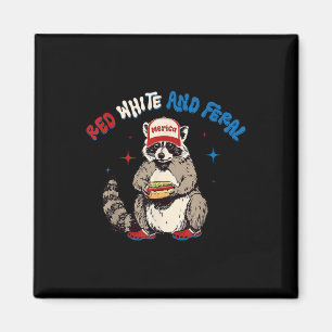 Rot Weiß Und Verwilderter Waschbär Hot Dog USA-Fla Magnet
