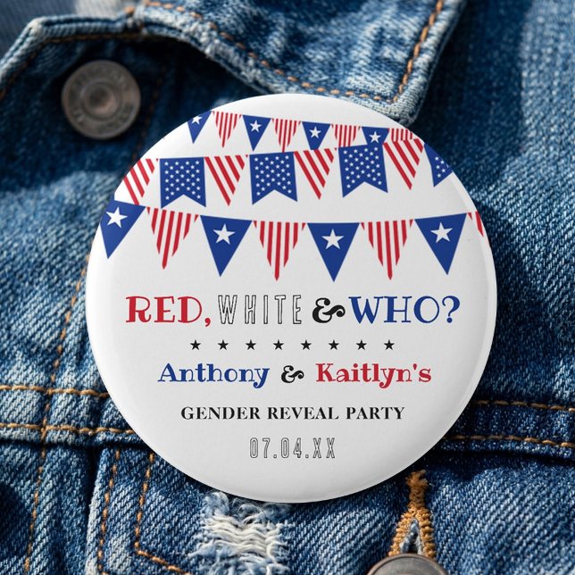 Rot, Weiß und Wer? 4. Juli Party über geschlechtss Button (Von Creator hochgeladen)