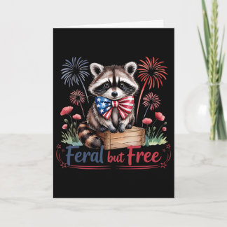 Rot Weiß Und Wild Aber Frei Waschbär Patriotisch 4 Karte