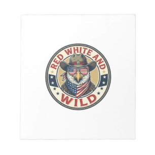 Rot Weiß Und Wild Patriotisch Patriotisches Tier V Notizblock