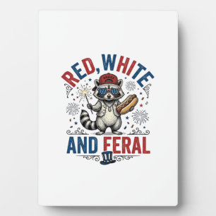 Rot Weiß und Wildes Patriotisches Waschbär-Shirt_1 Fotoplatte