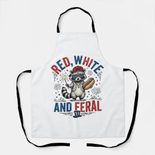Rot Weiß und Wildes Patriotisches Waschbär-Shirt_1 Schürze