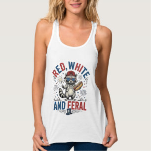 Rot Weiß und Wildes Patriotisches Waschbär-Shirt_1 Tank Top