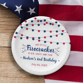 Rot, Weiß und Zwei! 4. Juli 2. Geburtstag Pappteller