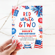Rot, Weiß und Zwei 4. Juli 2. Geburtstag Party