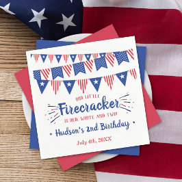 Rot, Weiß und Zwei! 4. Juli 2. Geburtstag Serviette