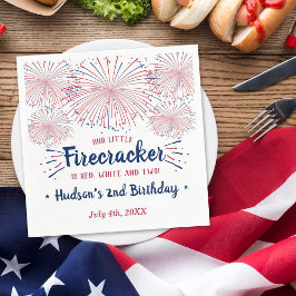 Rot, Weiß und Zwei! 4. Juli 2. Geburtstag Serviette
