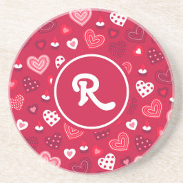 Rot-Weiß-Valentinin-Hörmuster Getränkeuntersetzer