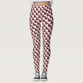 Rot-weiß-Valentinstag-Herz-Muster Leggings