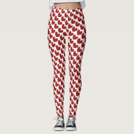 Rot-weiß-Valentinstag-Herz-Muster Leggings