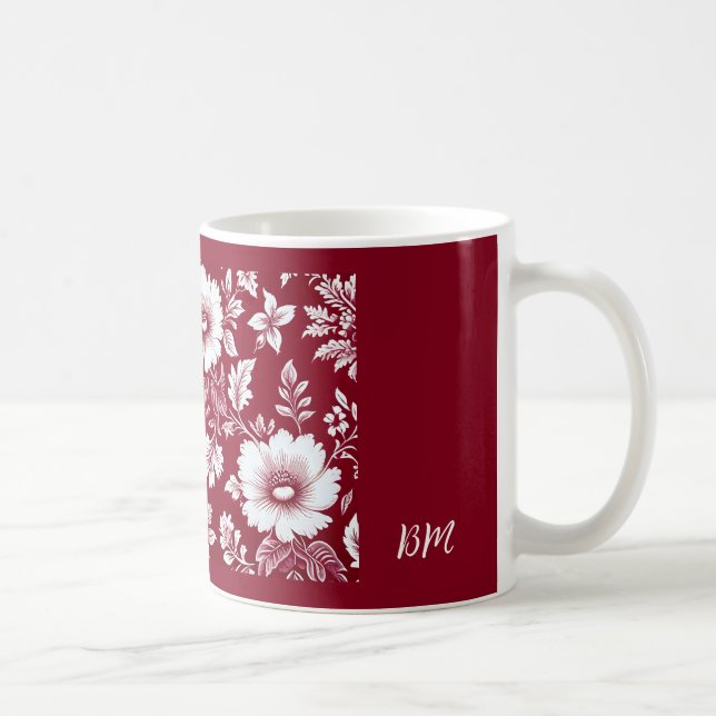 Rot-Weiß-Vintage Blüte Kaffeetasse (Rechts)