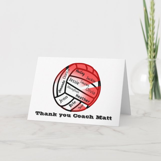 Rot-Weiß-Volleyball Danke, Cookarte Dankeskarte (Vorderseite)