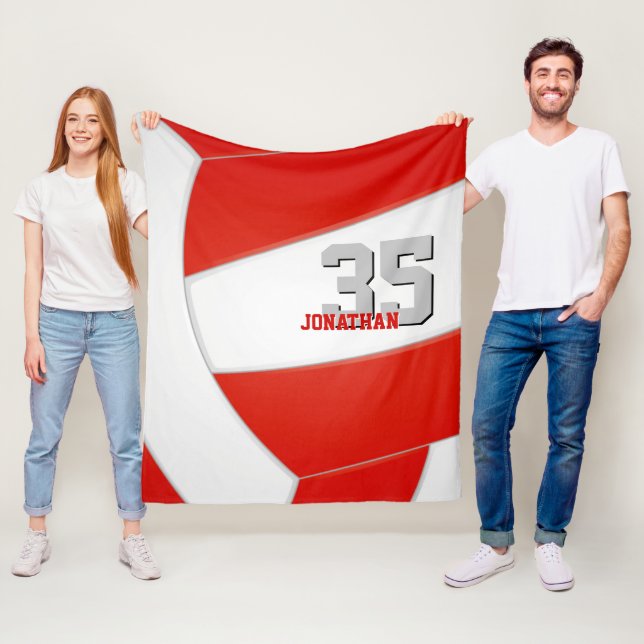 Rot-Weiß-Volleyball-Mannschaft Farben Sportraum Fleecedecke (Beispiel)